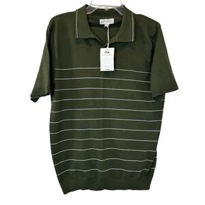New Free Assembly Green Stripe Polo M Medium Soft